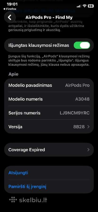 Airpods Pro 2 (modelis A3048) - nuotraukos Nr. 5