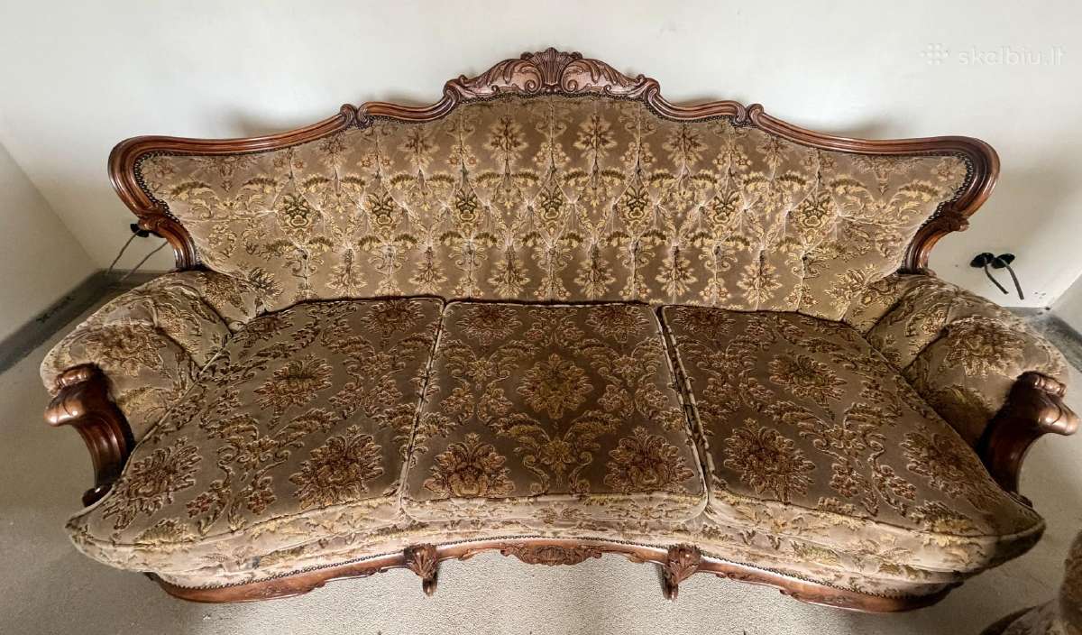 Klasikinio stiliaus komplektas sofa ir 2 foteliai - nuotraukos Nr. 5