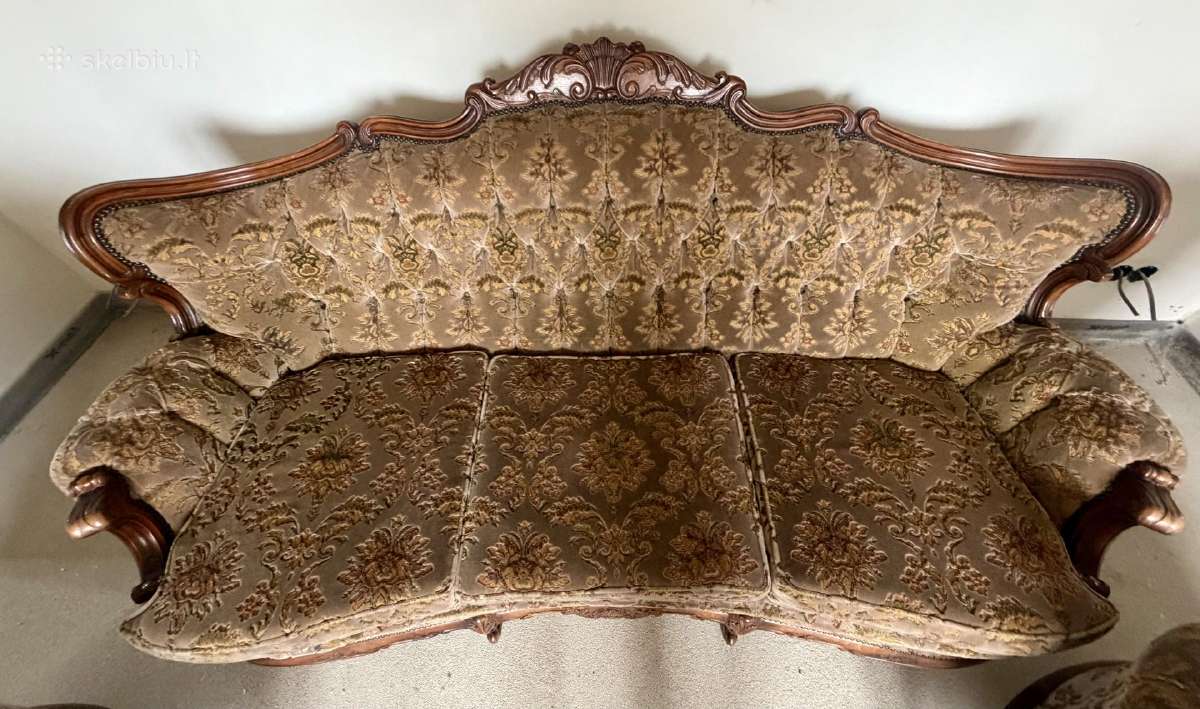 Klasikinio stiliaus komplektas sofa ir 2 foteliai - nuotraukos Nr. 13