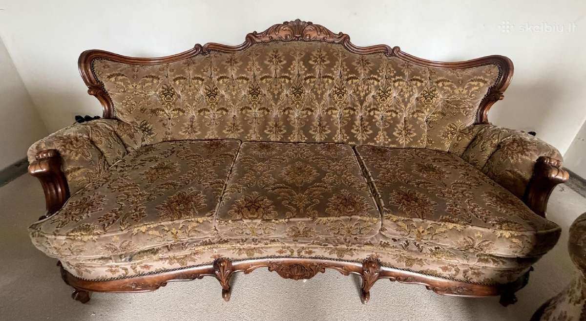 Klasikinio stiliaus komplektas sofa ir 2 foteliai - nuotraukos Nr. 14