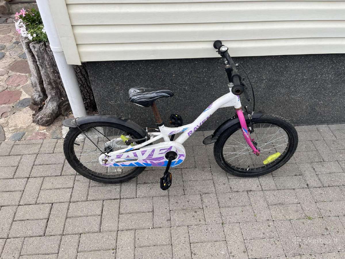 Dviratis Raven 20" (Aliuminis, Balta/rožinė/mėlyna
