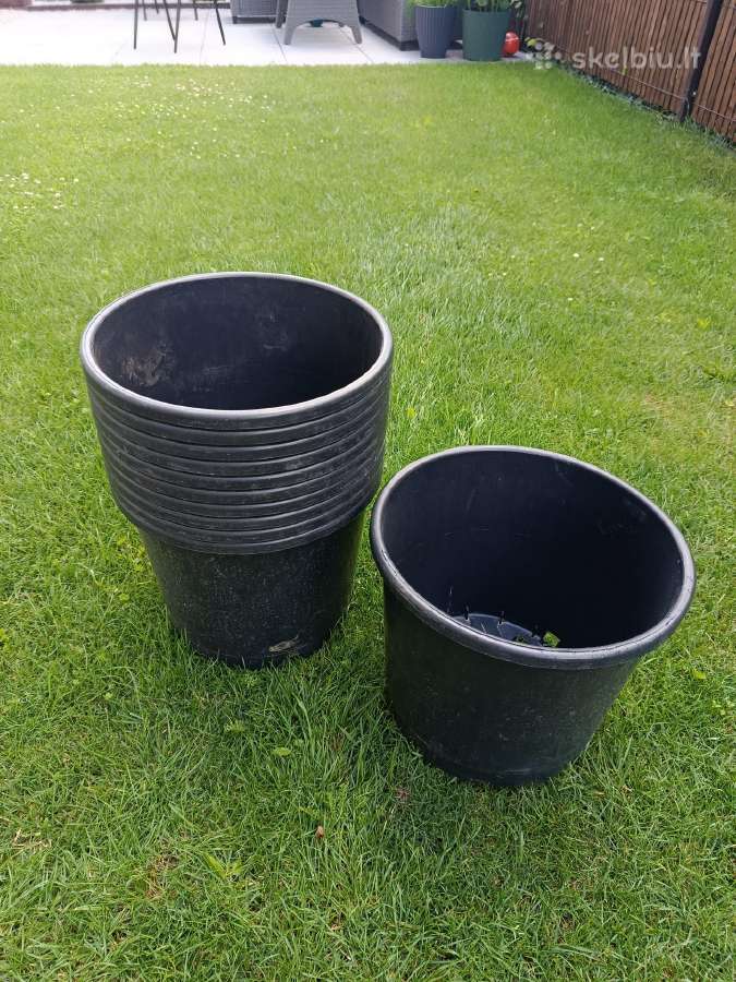 Tvirti plastikiniai vazonai „kloda“ 15l (11 vnt.)