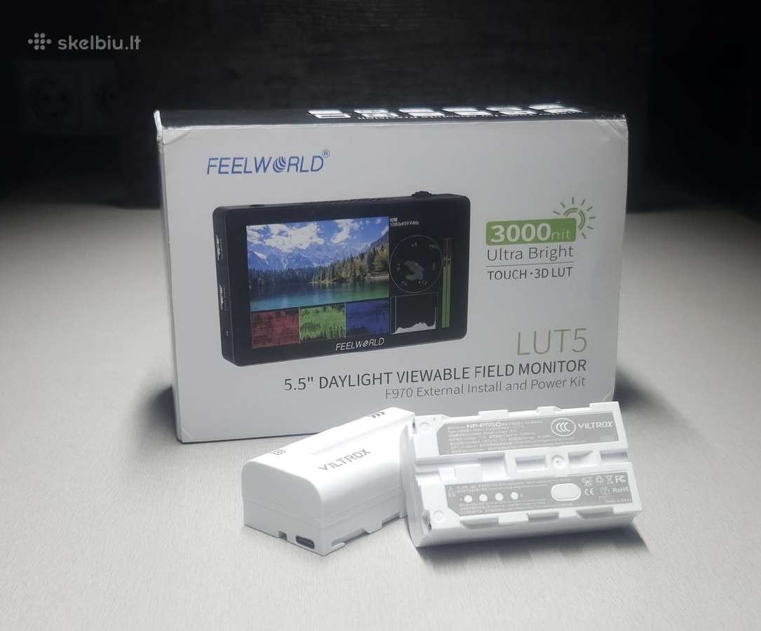Feelworld Lut5 Monitor + Cage + Np-f550 baterijos