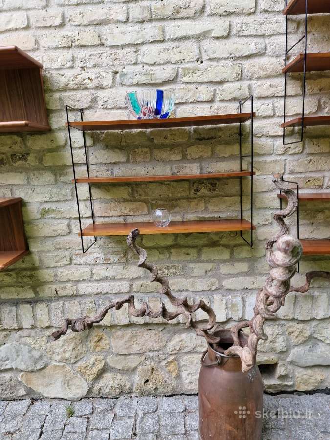 Vintažinės mid century tikmedžio lentynos - nuotraukos Nr. 2