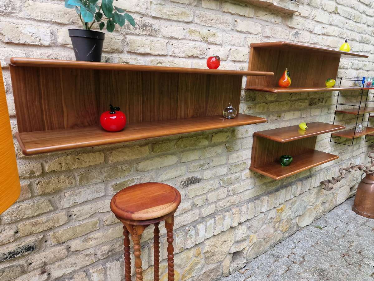 Vintažinės mid century tikmedžio lentynos - nuotraukos Nr. 3