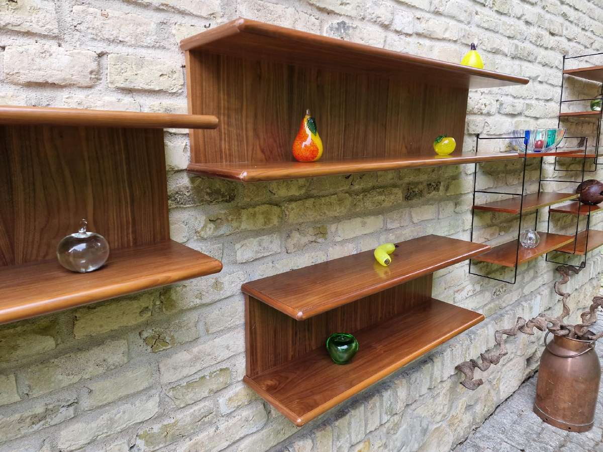 Vintažinės mid century tikmedžio lentynos - nuotraukos Nr. 4