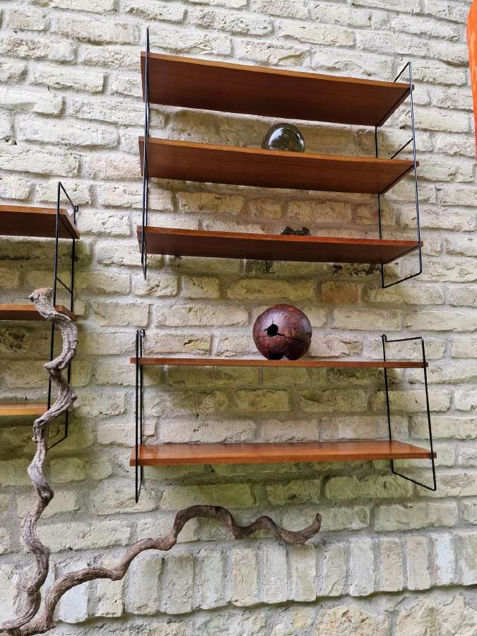 Vintažinės mid century tikmedžio lentynos - nuotraukos Nr. 9