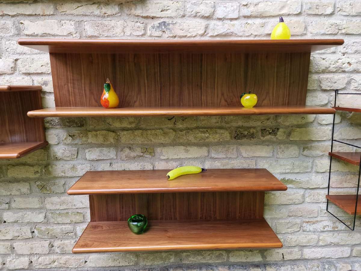 Vintažinės mid century tikmedžio lentynos - nuotraukos Nr. 11