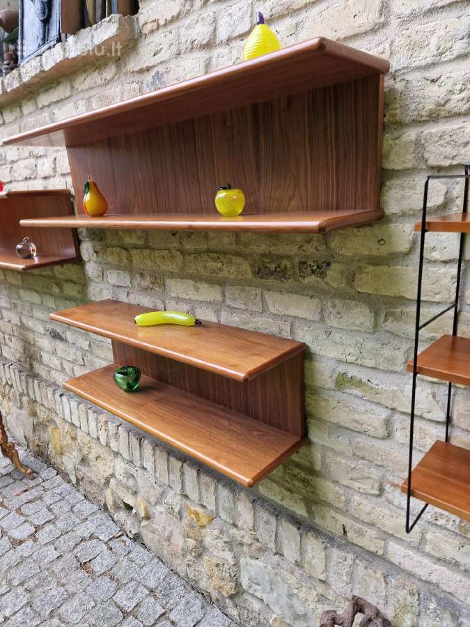 Vintažinės mid century tikmedžio lentynos - nuotraukos Nr. 12