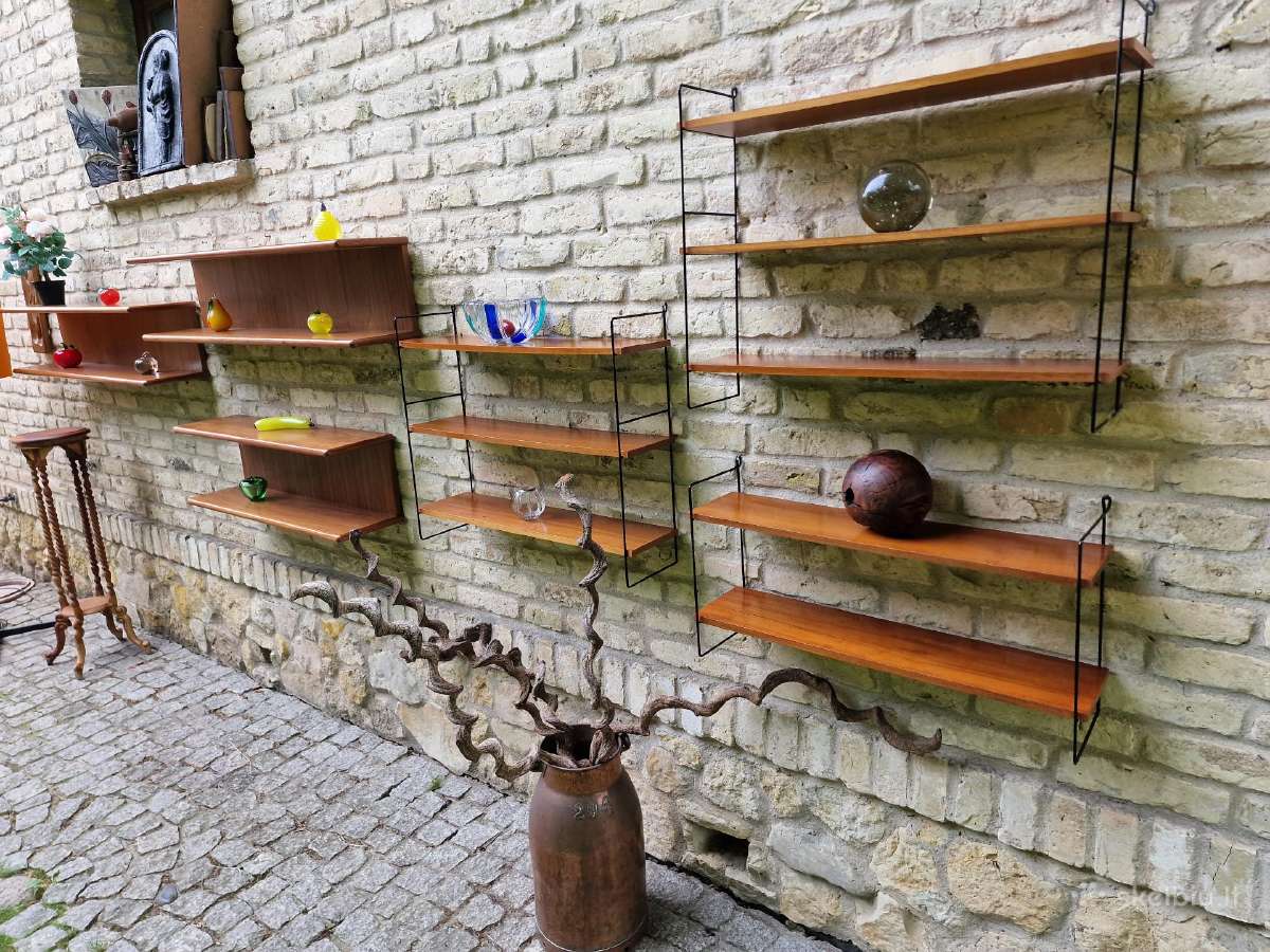 Vintažinės mid century tikmedžio lentynos - nuotraukos Nr. 14