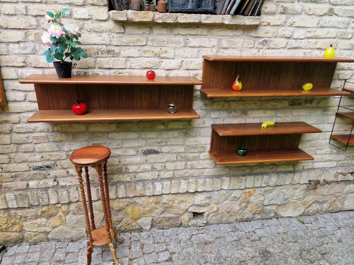 Vintažinės mid century tikmedžio lentynos - nuotraukos Nr. 15