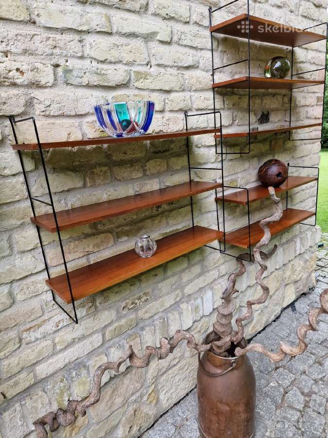Vintažinės mid century tikmedžio lentynos - nuotraukos Nr. 18