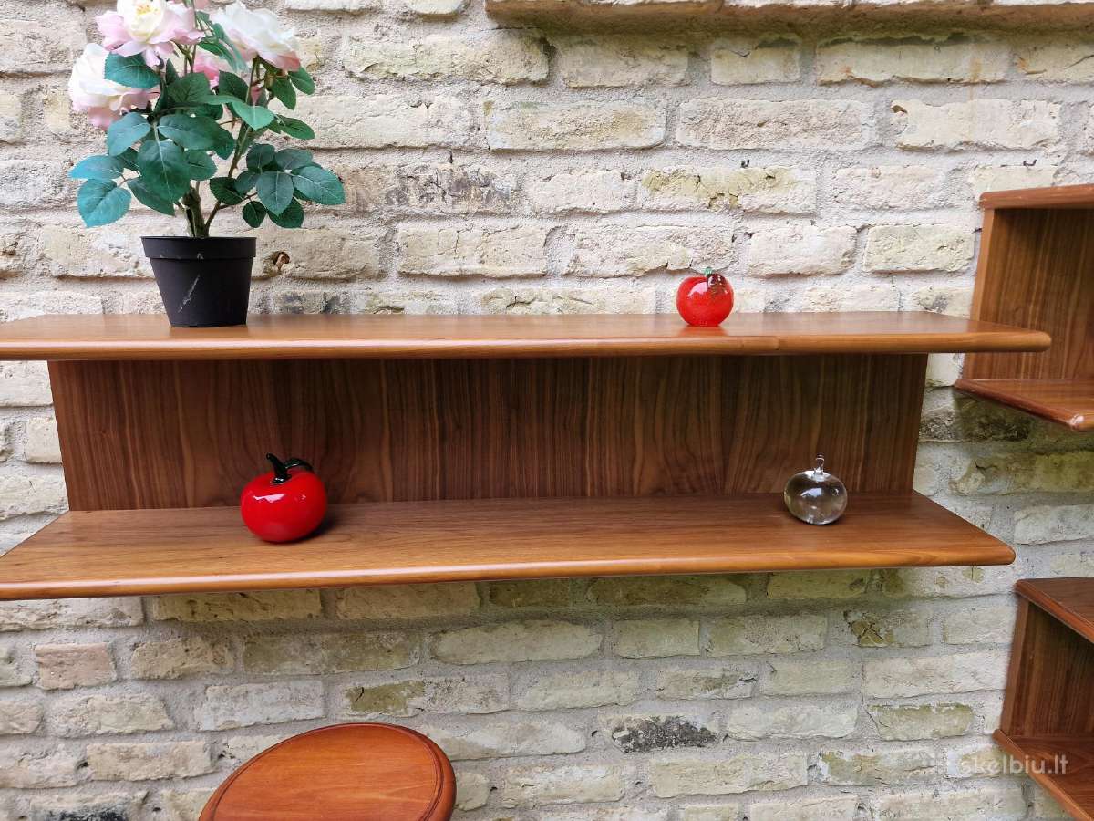 Vintažinės mid century tikmedžio lentynos - nuotraukos Nr. 20
