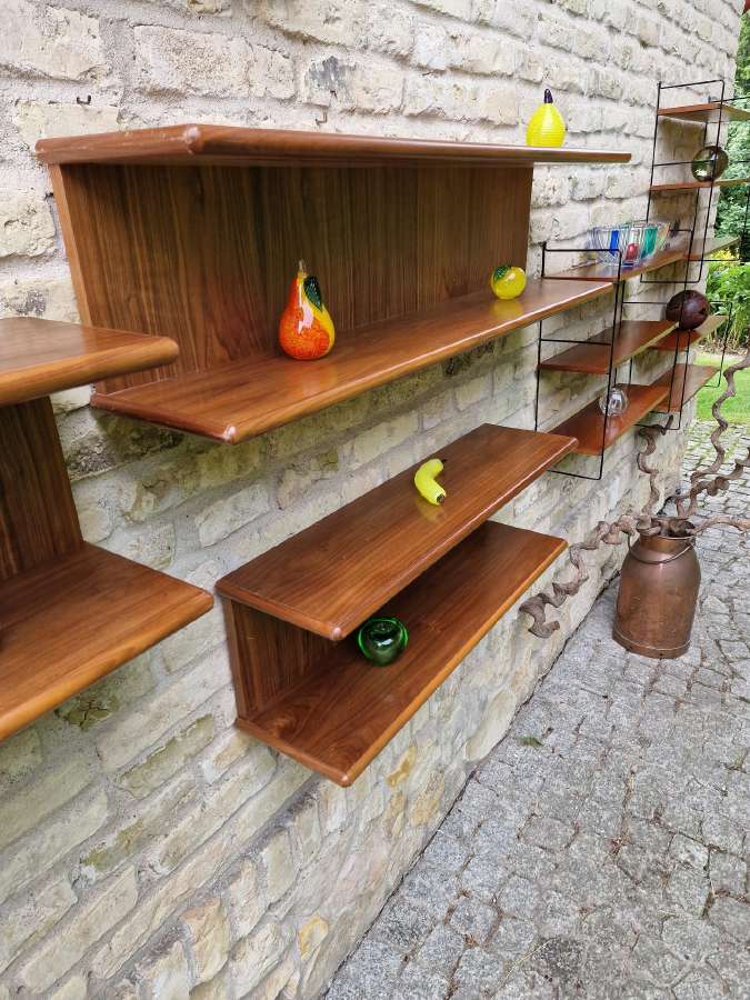 Vintažinės mid century tikmedžio lentynos - nuotraukos Nr. 29