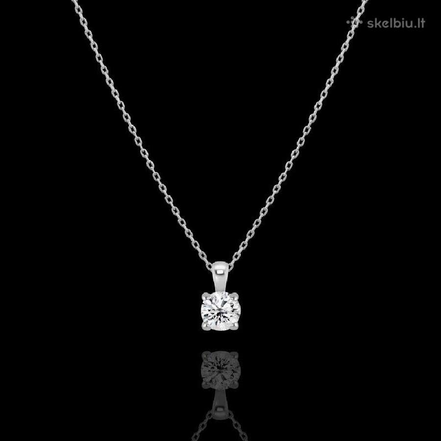 Balto Aukso Kaklo Papuošalas Su 0.62ct. Deimantu