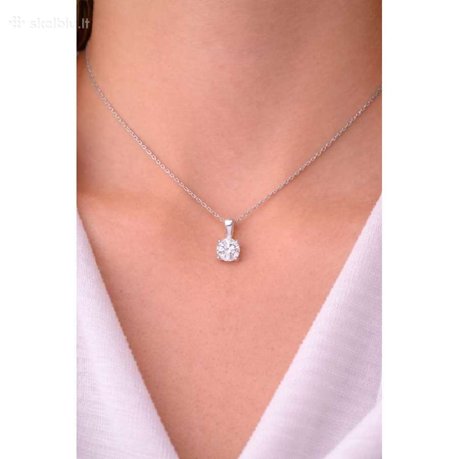 Balto Aukso Kaklo Papuošalas Su 0.62ct. Deimantu - nuotraukos Nr. 2