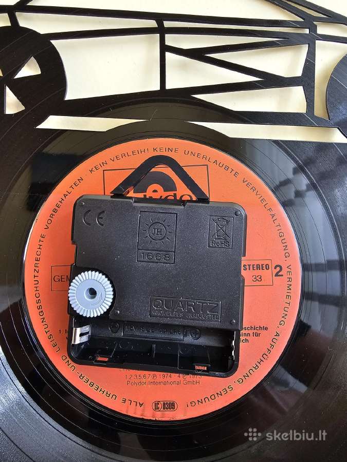 Sieninis laikrodis iš vintažinės vinilo plokštelės - nuotraukos Nr. 3