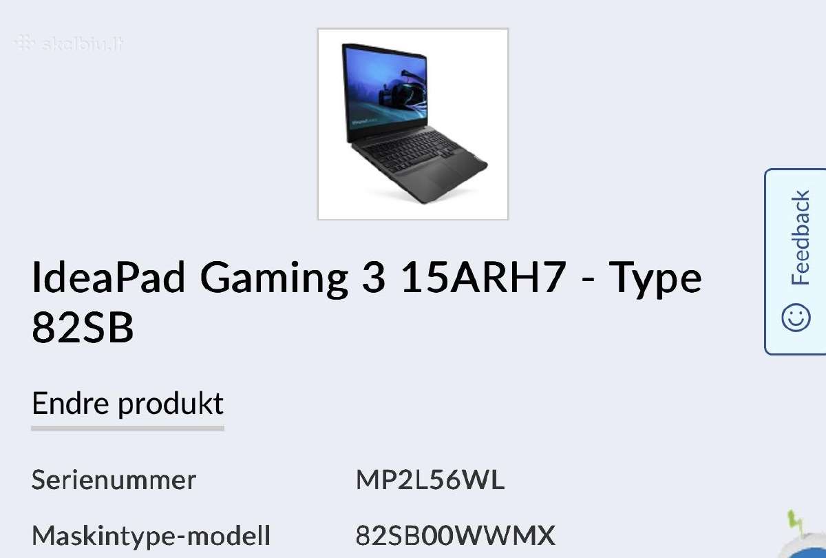 Lenovo Ideapad Gaming 3 15arh7