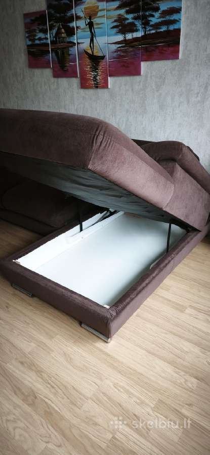 Rudos spalvos kampinė sofa - nuotraukos Nr. 5