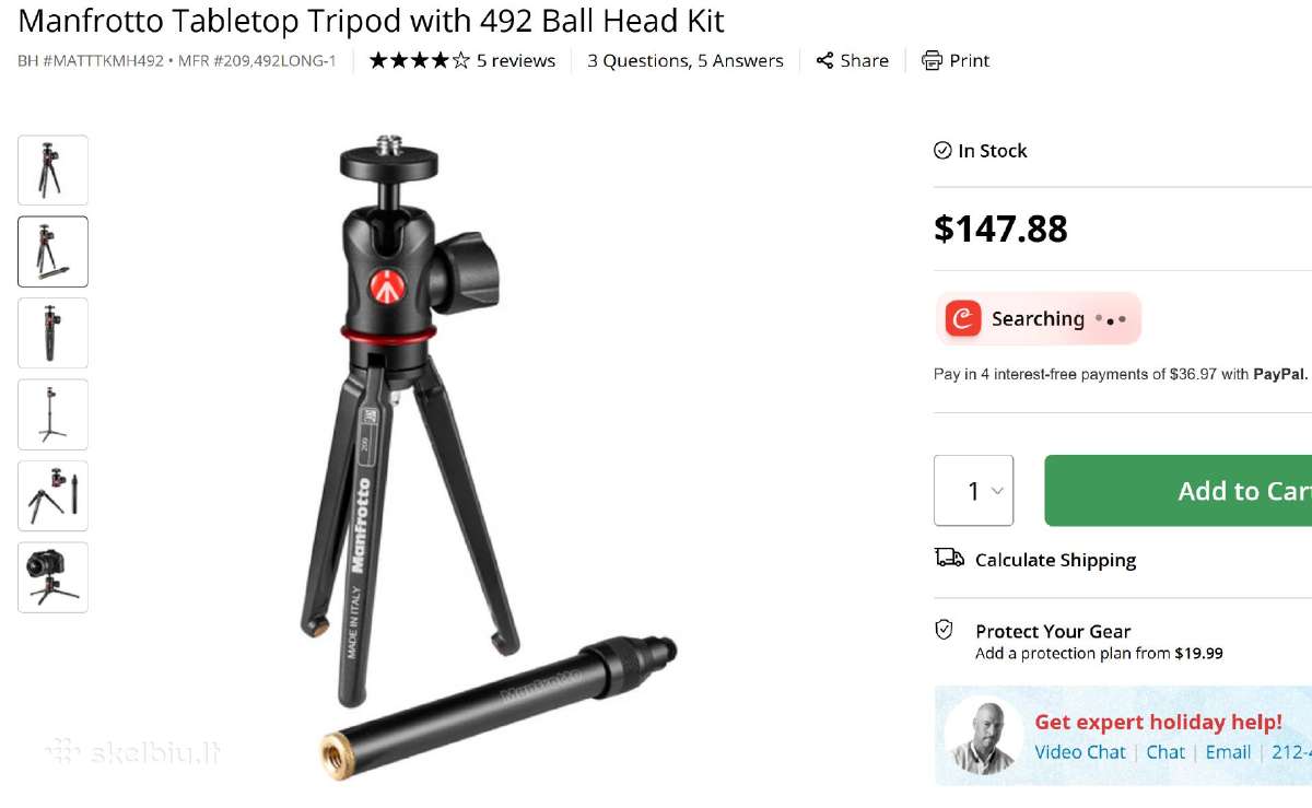 Manfrotto Tabletop Tripod with 492 Ball Head Kit - nuotraukos Nr. 2