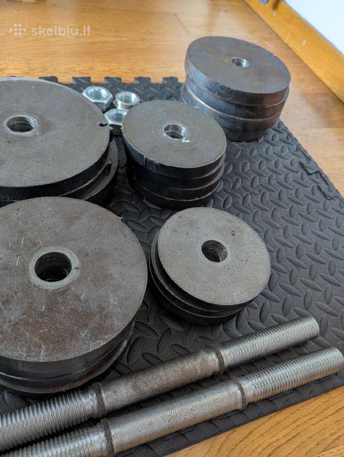 87kg pilnas plieninių svarmenų rinkinys - nuotraukos Nr. 5
