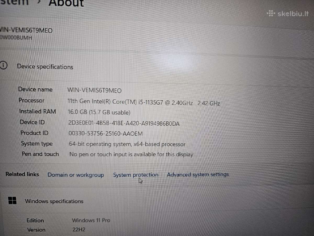 Lenovo Thinkpad T14 Gen2 I5 16gb 256ssd 14 Fhd ips - nuotraukos Nr. 11