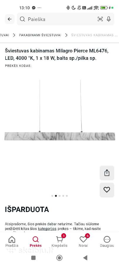 Kabamasis šviestuvas Milagro Perce Ml6476, 18w - nuotraukos Nr. 5