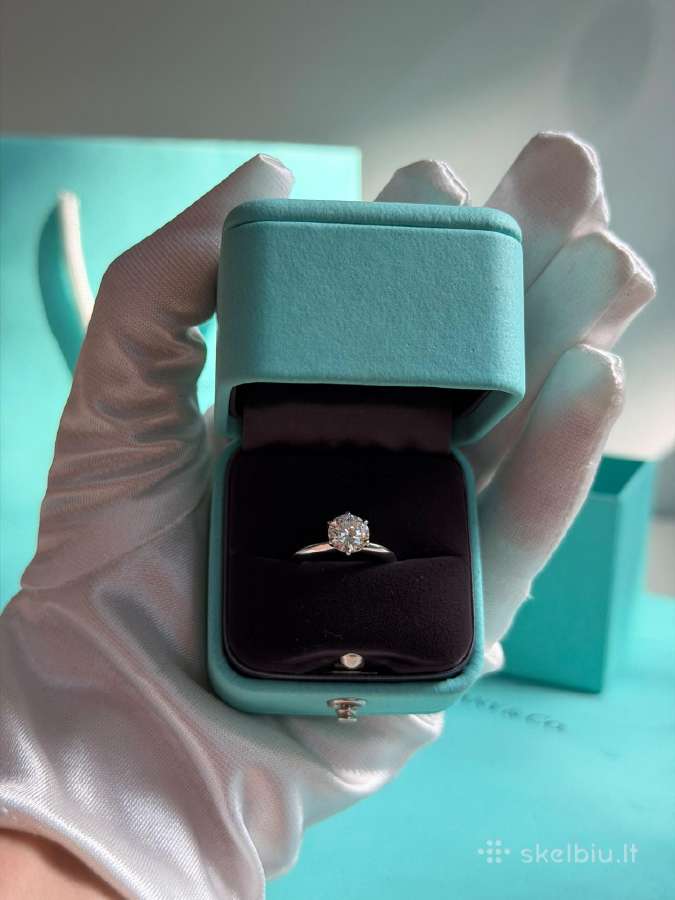 Tiffany & Co platininis apvalus žiedas su briliant