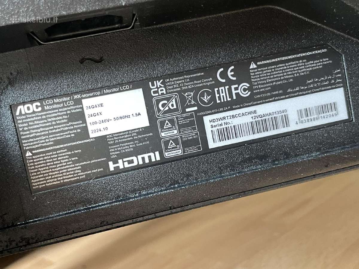 Aoc 24g4xe monitorius dalims - nuotraukos Nr. 2