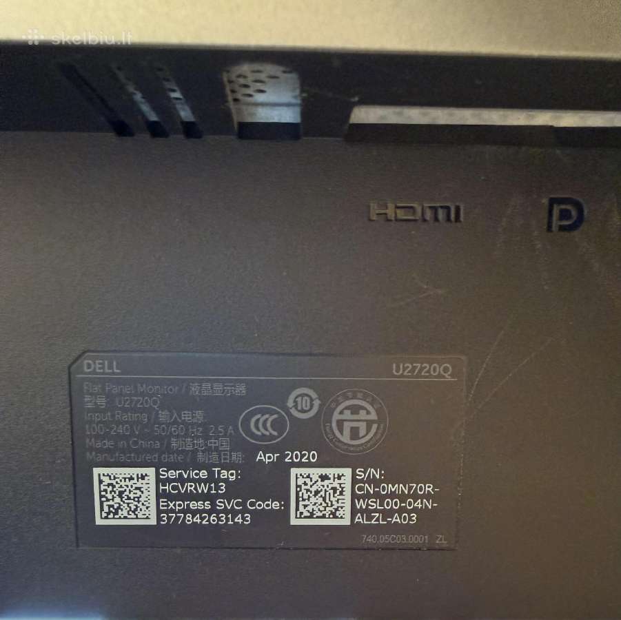 Dell Ultrasharp U2720q 27 4k Ips monitorius - nuotraukos Nr. 6