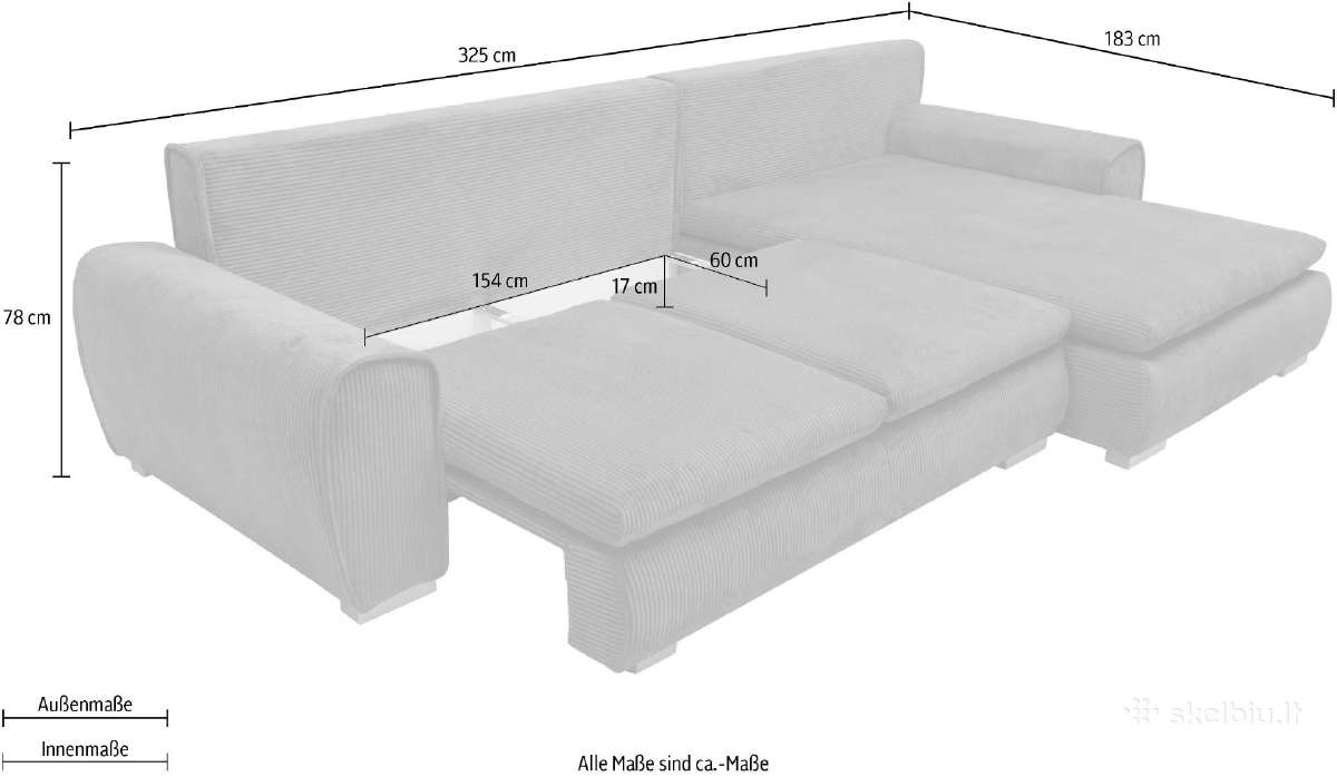 Vokiškas 325cm L kampas su miego funkcija 6 spalv - nuotraukos Nr. 4