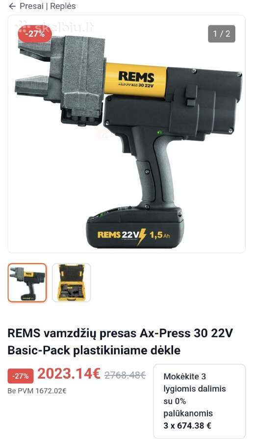 Rems Ax-press 30. 22v. 440 €. Kaunas - nuotraukos Nr. 2