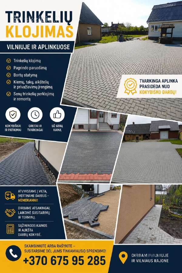 Kokybiškas trinkelių klojimas už gerą kainą