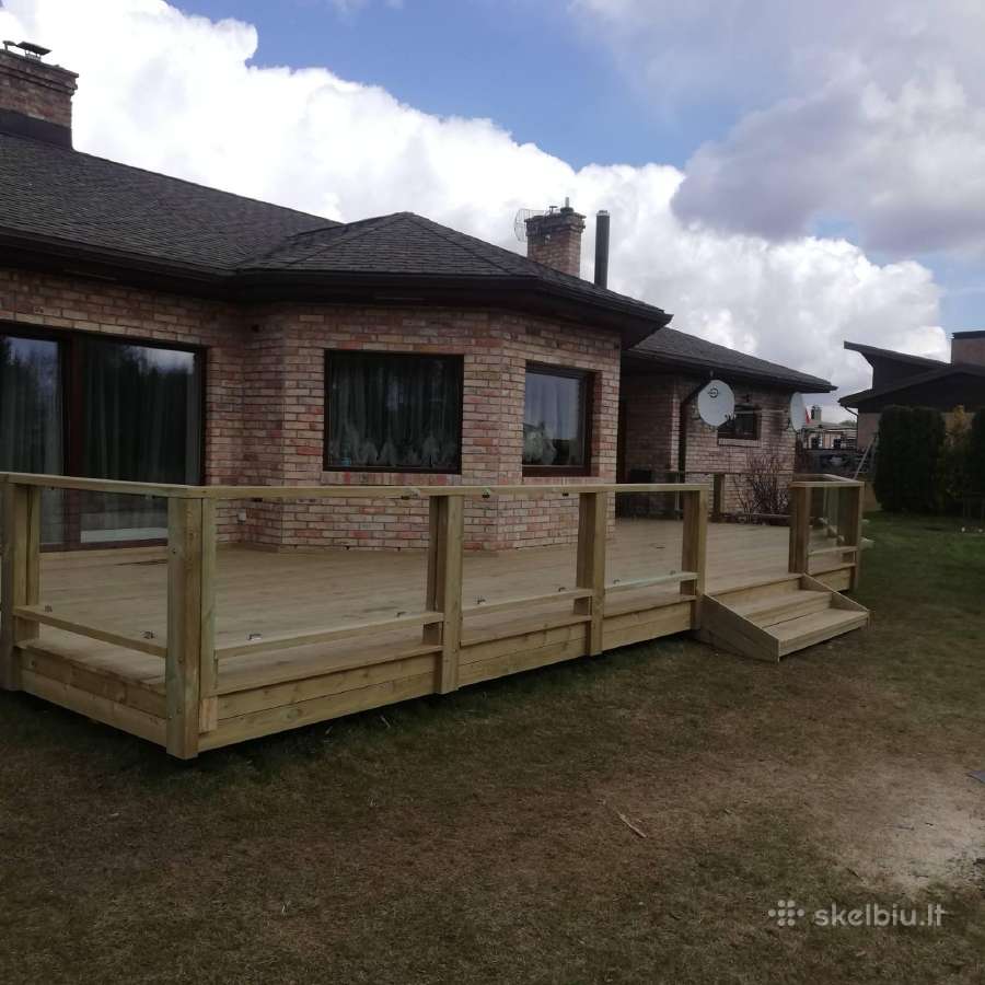 Medinių namų dažymas.terasu, pakalimų montavimas - nuotraukos Nr. 14