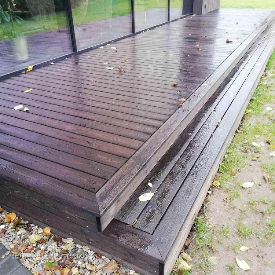Medinių namų dažymas.terasu, pakalimų montavimas - nuotraukos Nr. 15