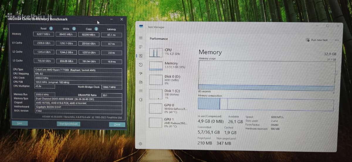 Ryzen 7700x+32gb Ddr5 RAM 6000mhz +rtx3080 10gb - nuotraukos Nr. 4