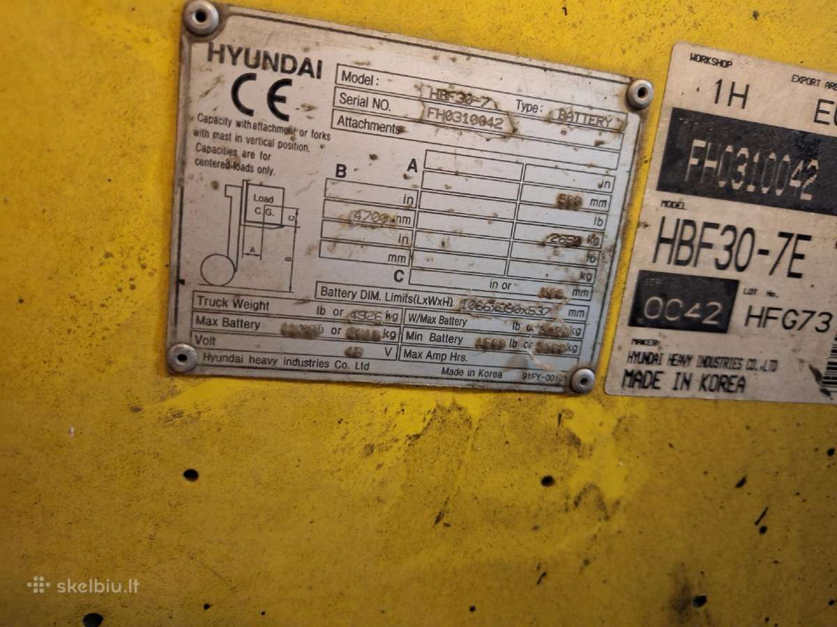 Elektrinis šakinis krautuvas Hyundai Hbf30-7e - nuotraukos Nr. 2