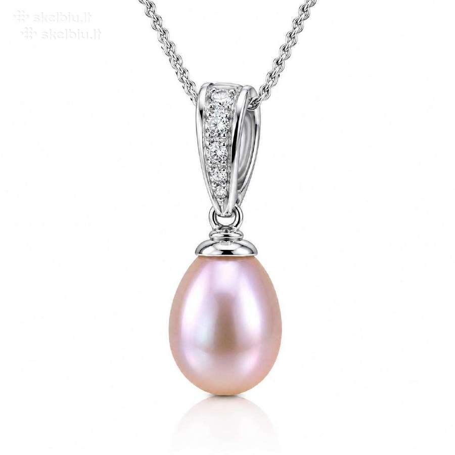 Balto Aukso Pakabukas Su Perlu Ir Deimantais