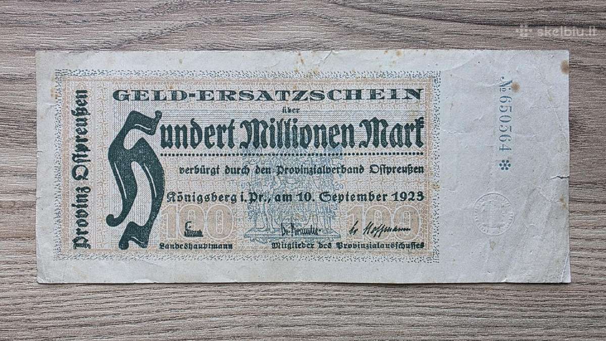 1923 m. Karaliaučius 100 000 milijonų markių