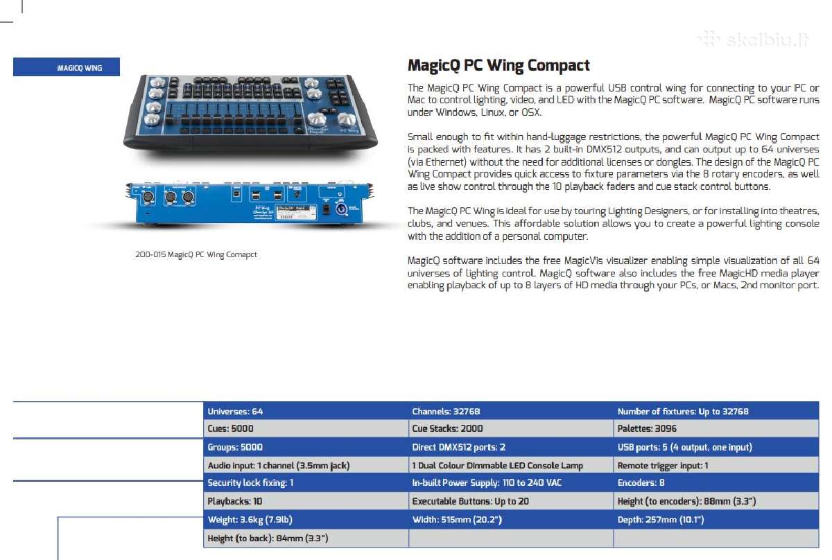 Chamsys Magicq Pc Wing Compact - nuotraukos Nr. 6