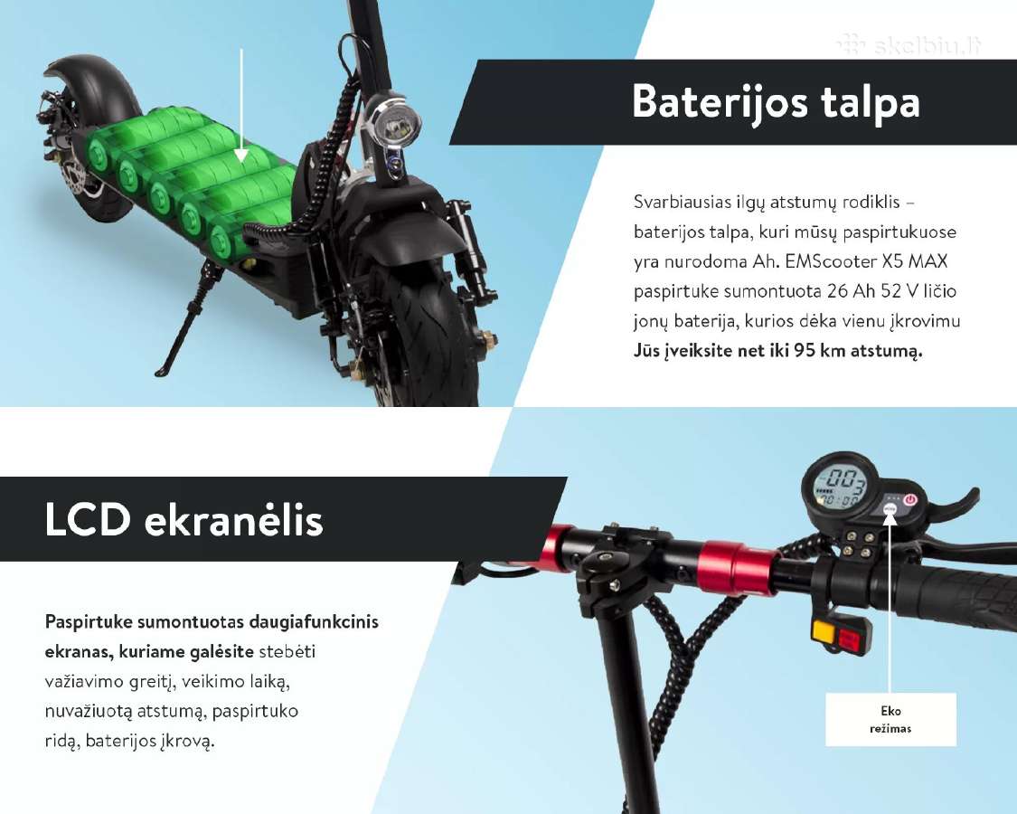 Elektrinis paspirtukas Emscooter Extreme-x5 Max - nuotraukos Nr. 5