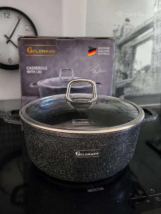 Goldmann marmurinės dangos puodas su dangčiu 5.6l