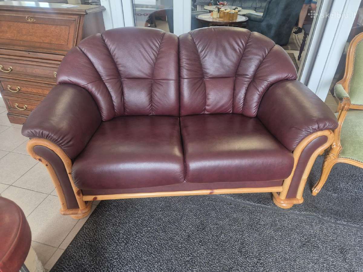 Kaip nauja! Natūralios odos sofa