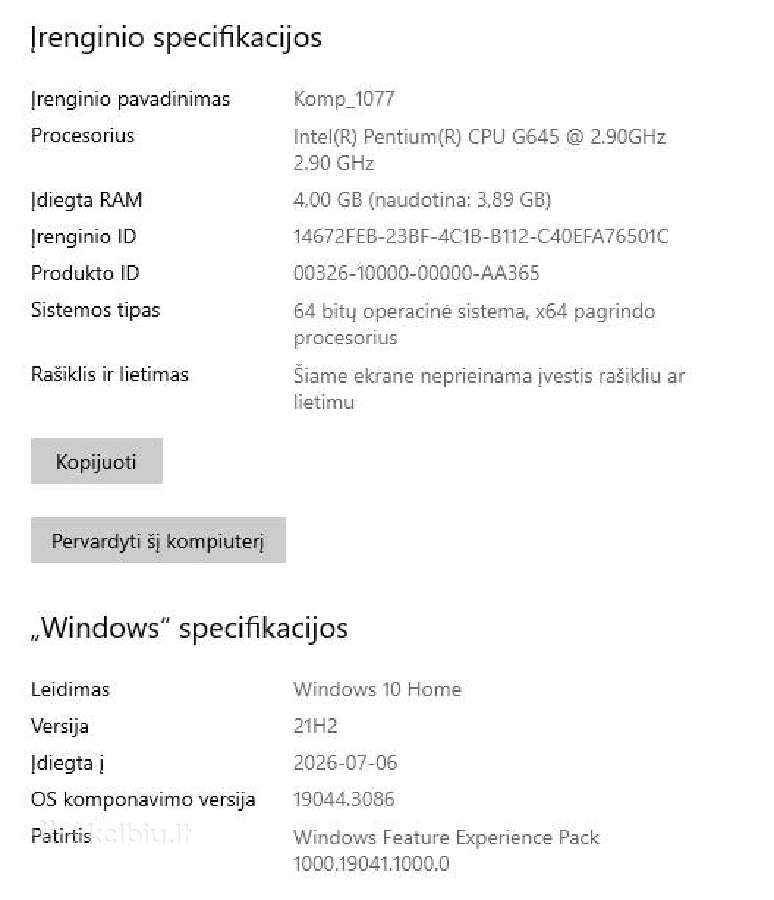 Pc (h61m-p20 / i-g645 / 4gb / -HDD / dovana/siunt) - nuotraukos Nr. 6