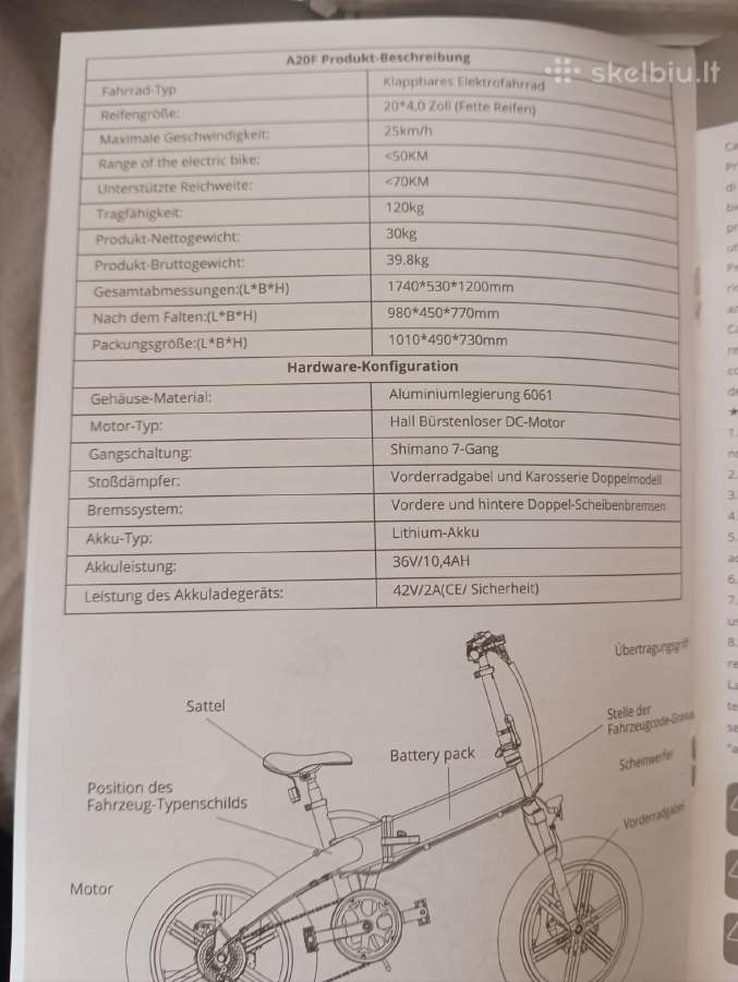 Parduodamas naujas sulankstomas elektrinis dvirati - nuotraukos Nr. 2