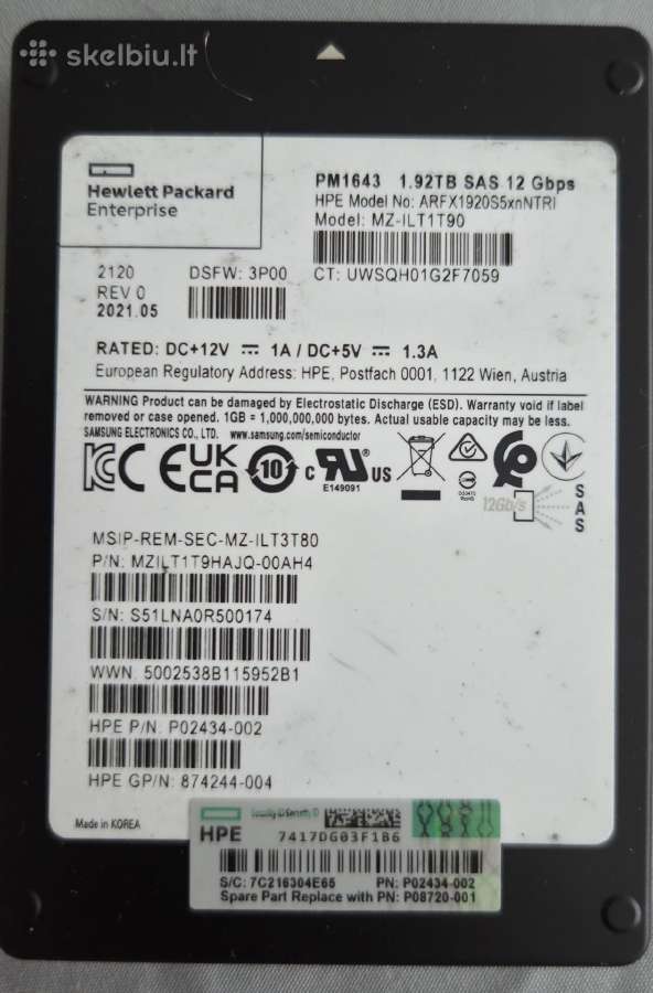 Sas SSD 3.6tb 1.92tb 12gb/s, 800gb 6gb/s - nuotraukos Nr. 6