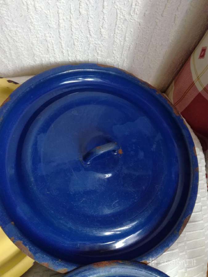 Labai seni emaliuotų puodų dangčiai - nuotraukos Nr. 10