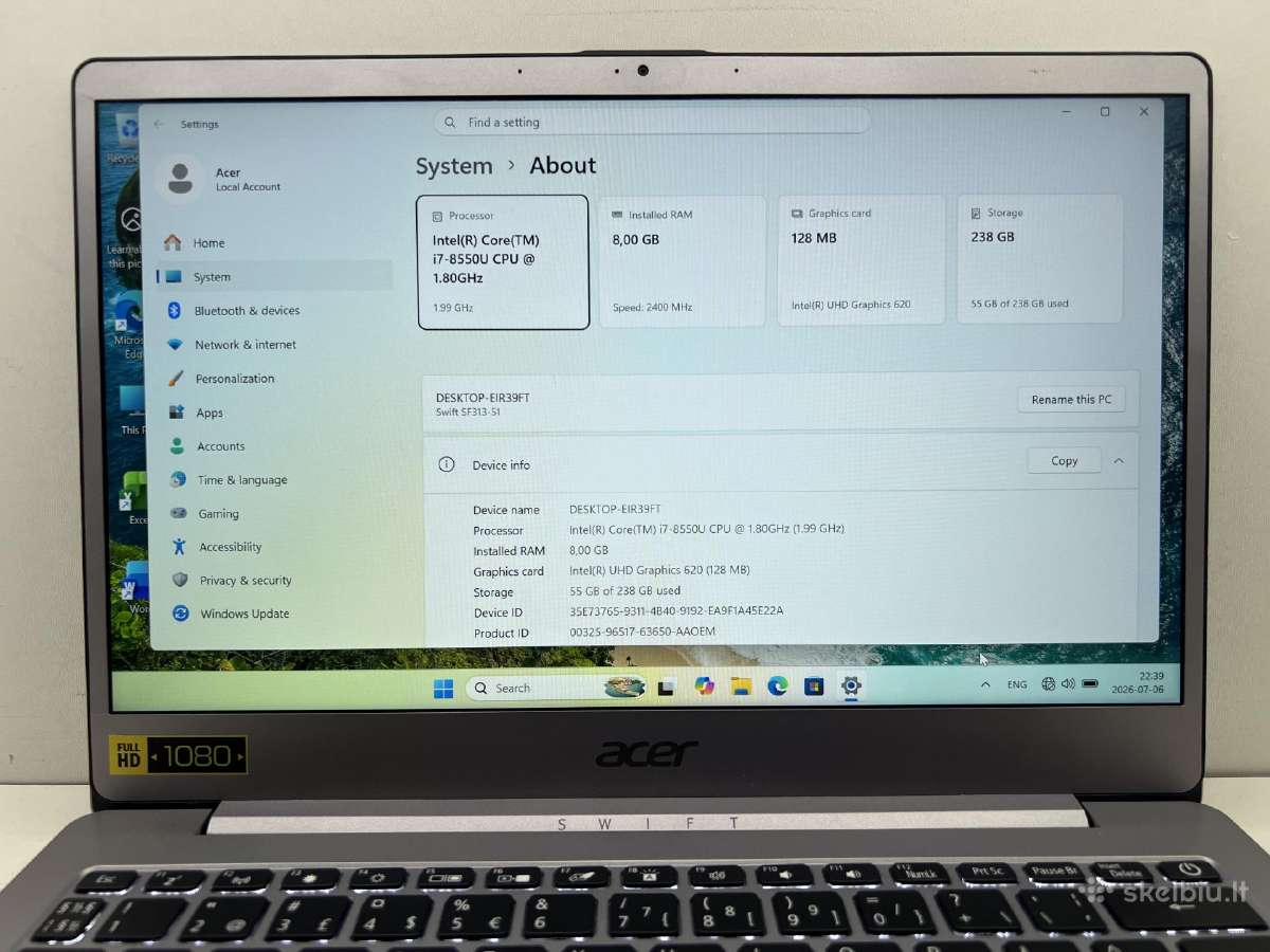 Acer swift 3 - nuotraukos Nr. 3