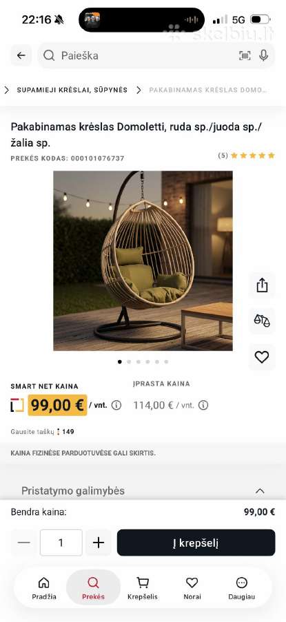 Domoletti pakabinamo krėslo stovas - nuotraukos Nr. 2