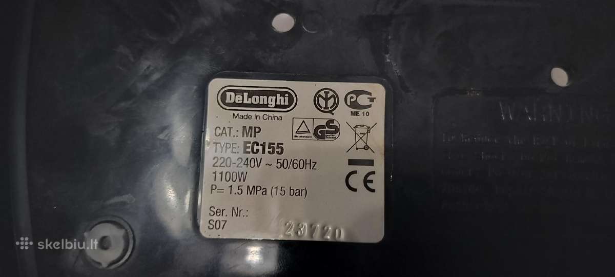 Delonghi Ec155 kavos aparato naudotos dalys